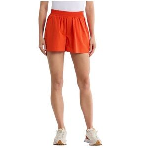 NWT Good American Stretch Poplin Weekend Short Roma Orange Small